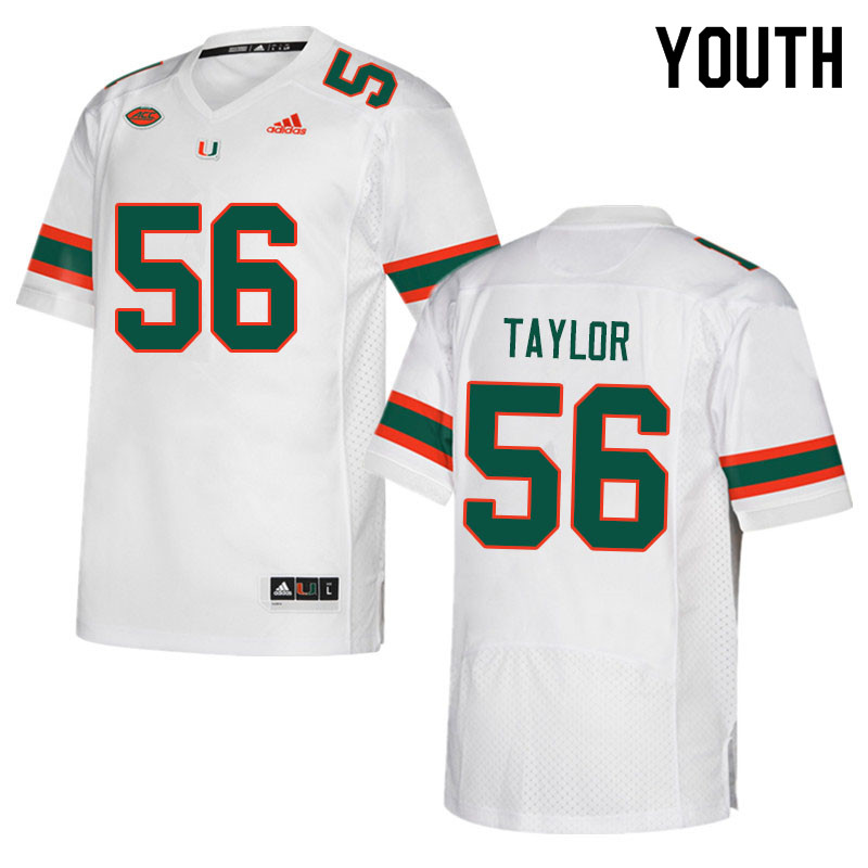 Youth #56 Leonard Taylor Miami Hurricanes College Football Jerseys Sale-White - Click Image to Close